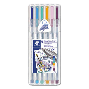 Staedtler® Triplus Fineliner Porous Point Pen, Stick, Extra-fine 0.3 Mm, Six Assorted Ink Colors, Silver Barrel, 6-pack freeshipping - TVN Wholesale